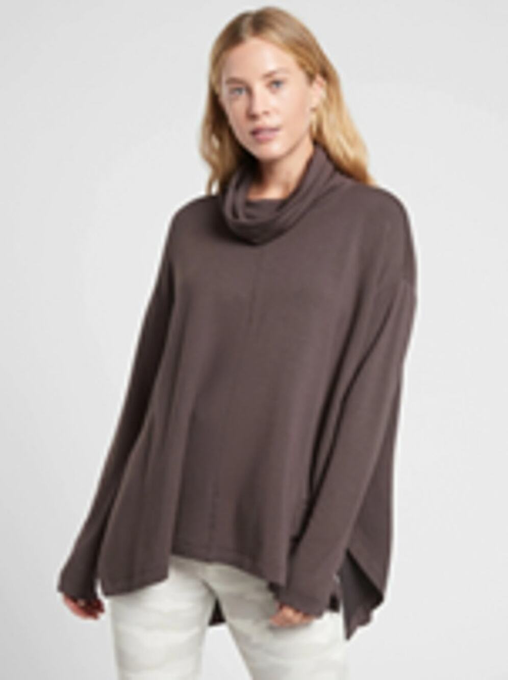 Athleta Ethereal Brushed Funnel Neck Sweatshirt in Shale Women's M Oversized